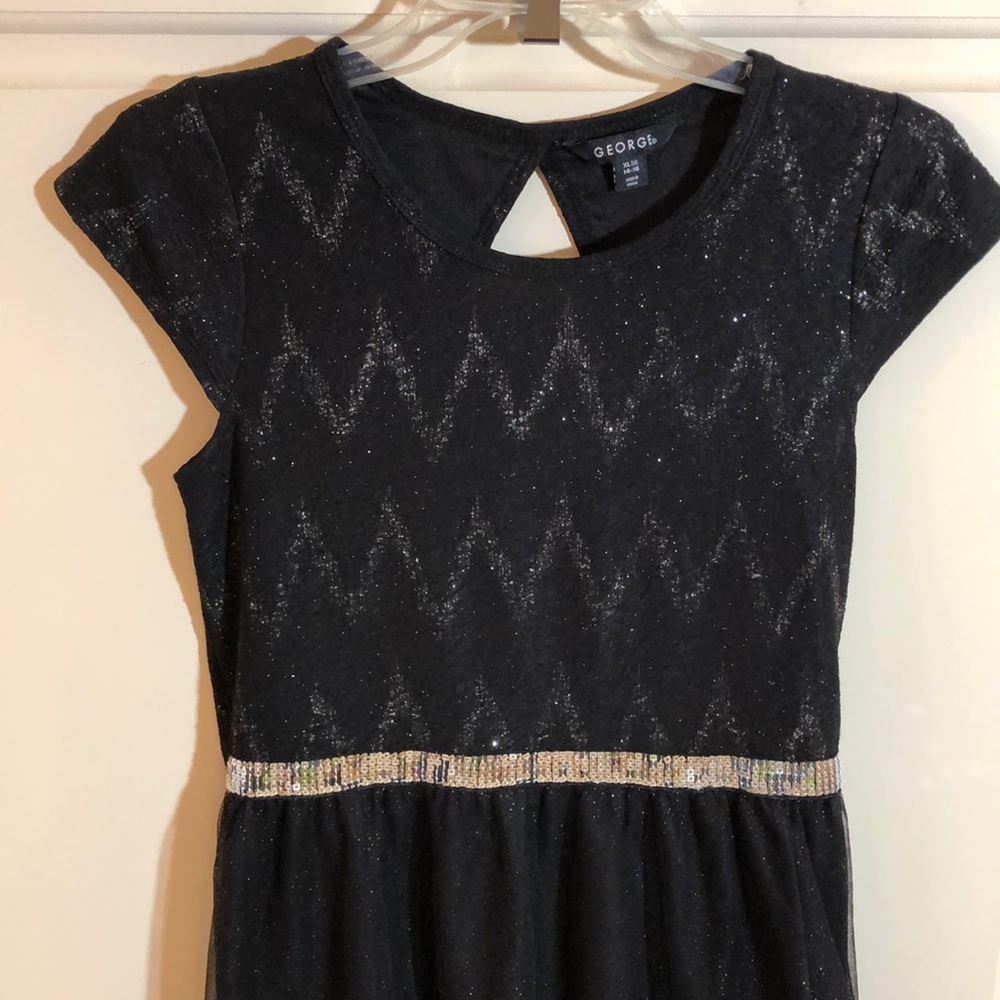 *3/$15 George Black Sequin Hi-Lo Dress with Netting Sz XL